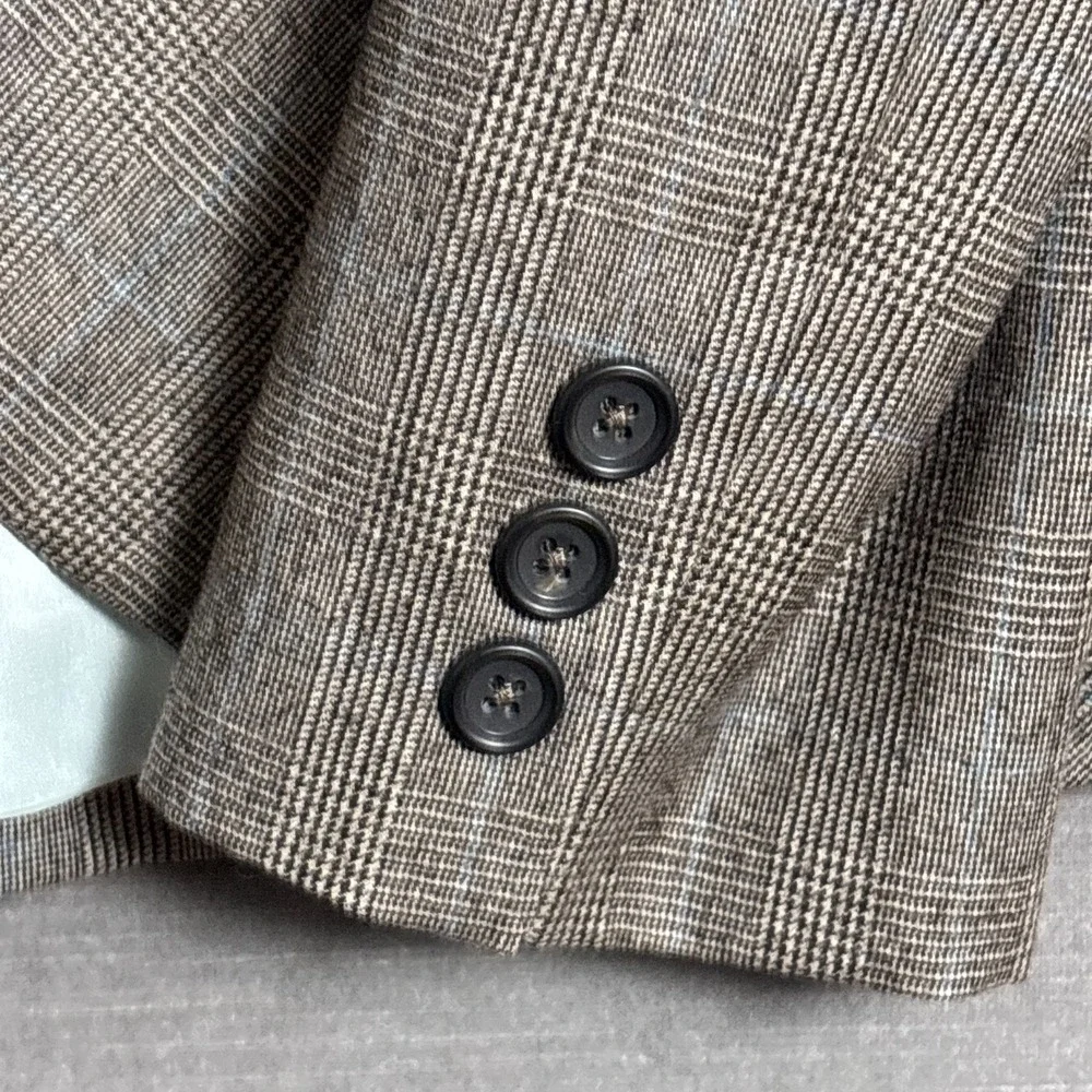 Vintage Banana Republic Blazer 4 Brown Plaid Wool Preppy Academia Career 90s y2k